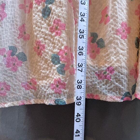 Feminine Modest Garden Girl Puff Sleeve Romantic Pink Floral Dress Size Medium - Picture 6 of 12